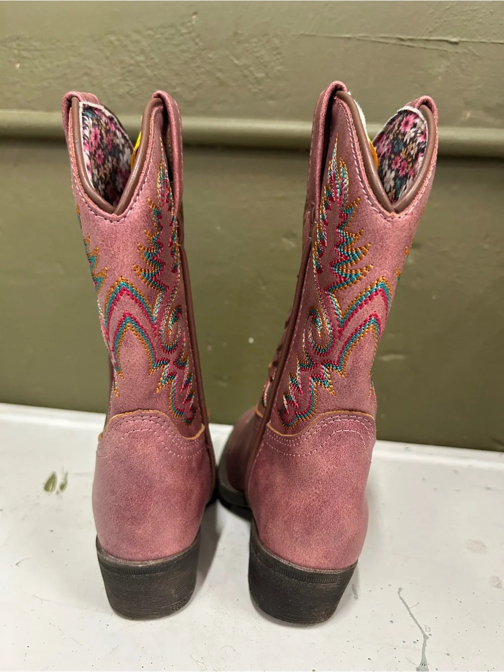 Dan Post Girls' Pink Embroidered Western Boots Metal Toes